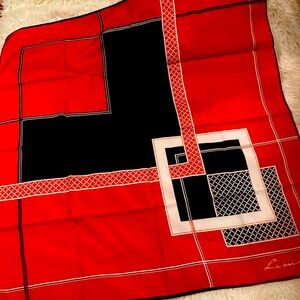 VTG Leonardi Scarf geometric Navy Blue Red and White design 30x30 headwrap scarf